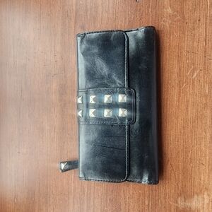 Black Studded Leather Wallet